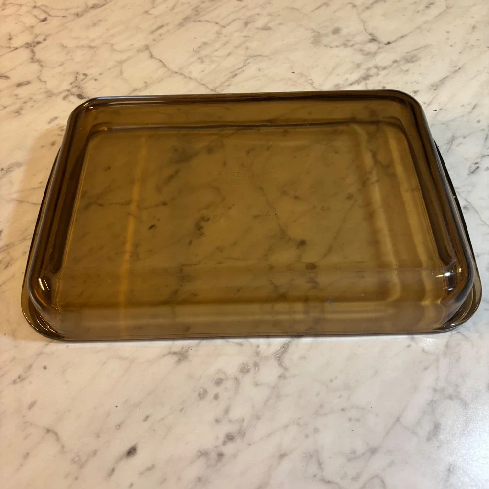Vintage Pyrex Fireside Amber Glass Baking Dish 3L Rectangular Roaster 233-N UK